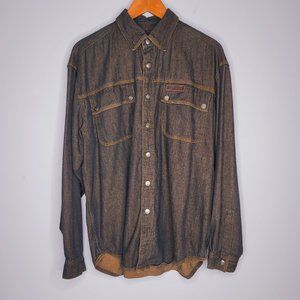 Harley Davidson Rust Colored Denim Long Sleeve Snap Up Shirt Sz Med